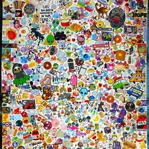 22x28 sticker collage handmade and framed
